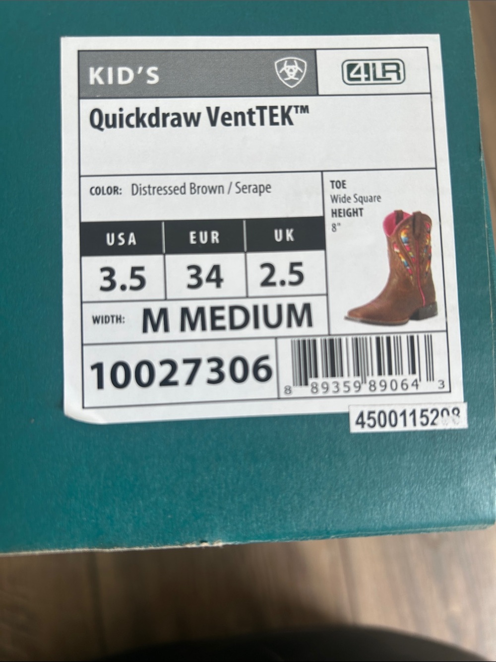 Ariat Girls Brown Leather Western Cowgirl Boots with VentTEK Multicolor Fabric - Picture 8 of 8